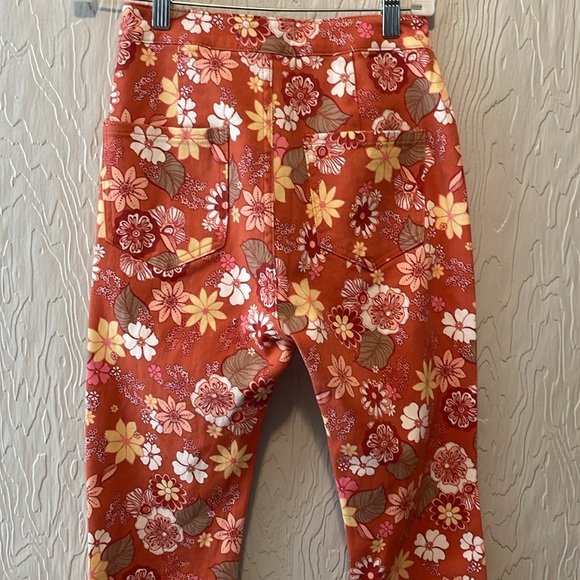 PEACH LOVE RETRO HOPPY BOHO FLORAL BELL BOTTOM FLARED JEANS NWT - Picture 7 of 8